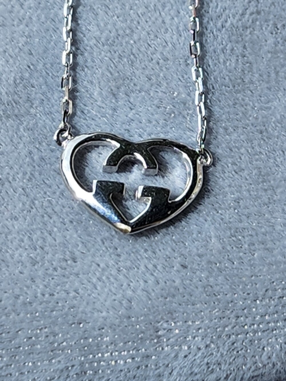 Dainty Sterling Silver Heart Interlocking Logo Necklace